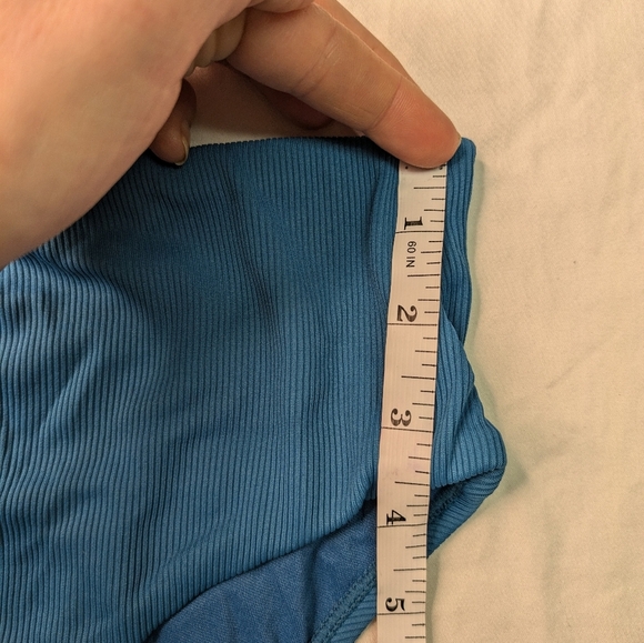 2/$25-Quintsoul Ribbed Highrise Bikini Blue with Acrylic Circle Accents NWT - Picture 9 of 12